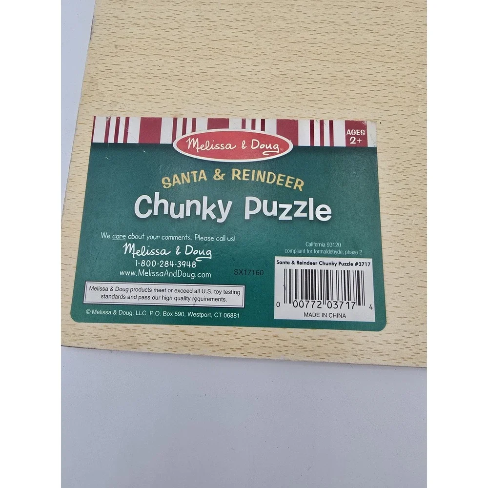 2 Melissa & Doug Chunky Puzzle Christmas Tree Santa Reindeer Preschool Wooden